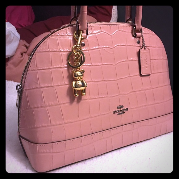 Pink crocodile coach bag